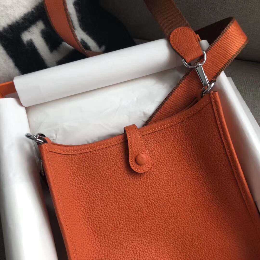 에르메스 미니 에블린16 오렌지 은장 토고가죽